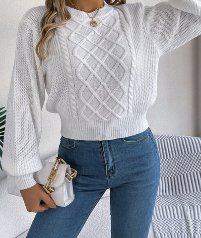 Cable knit ribbed sweater
